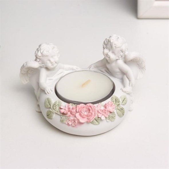 Сувенир "2 ангелочка со свечой" 5,5х9х7 см - фото 33263