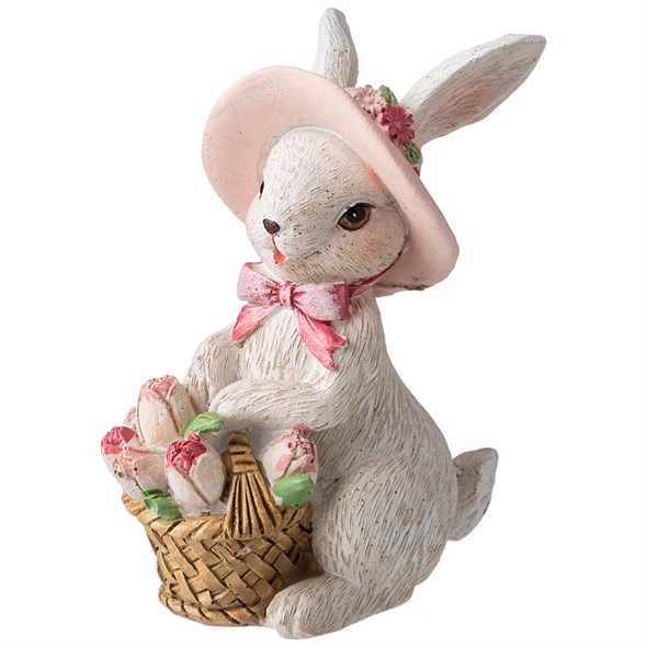 Статуэтка "кролик с корзиной" 8х5,5х10,5 см - фото 36256
