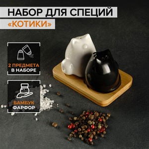 Набор для специй «Котики», 2 предмета: солонка, перечница Набор для специй «Котики», 2 предмета: солонка, перечница