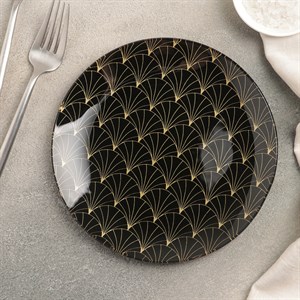 Тарелка пирожковая «Золотое перо», d=17,5 см, цвет чёрный